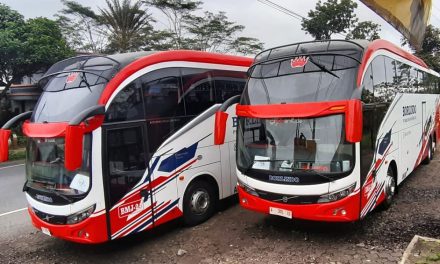 Suatu Kendaraan Umum Transpotasi Bus Muatan Banyak